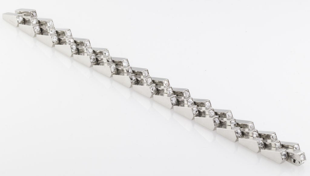 Women's BOUCHERON Art Deco Platinum Diamond Escalator Bracelet