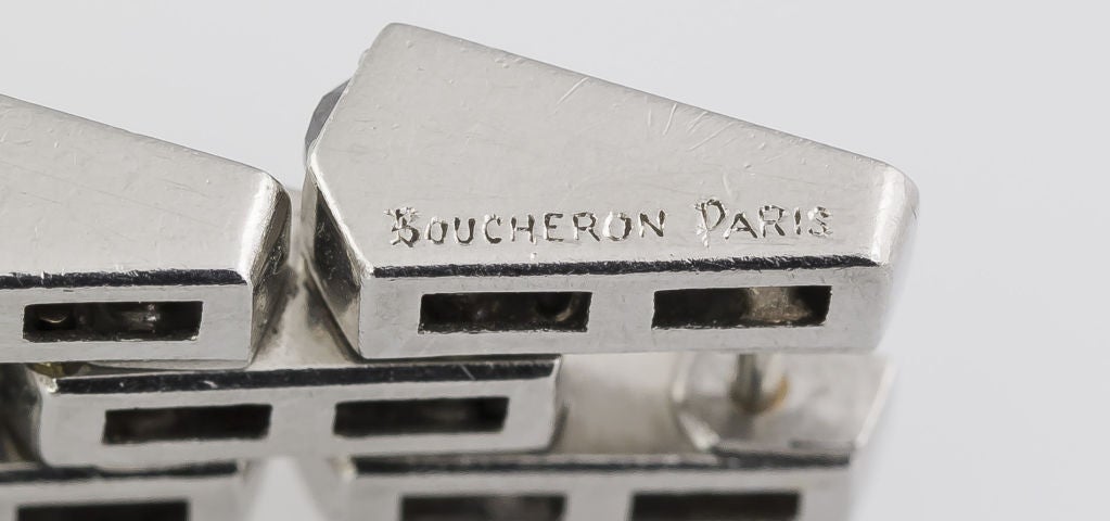 BOUCHERON Art Deco Platinum Diamond Escalator Bracelet 5