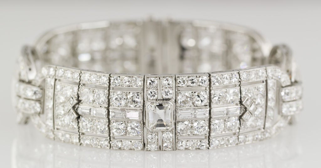 ROSS Art Deco Important Diamond Platinum Bracelet 3
