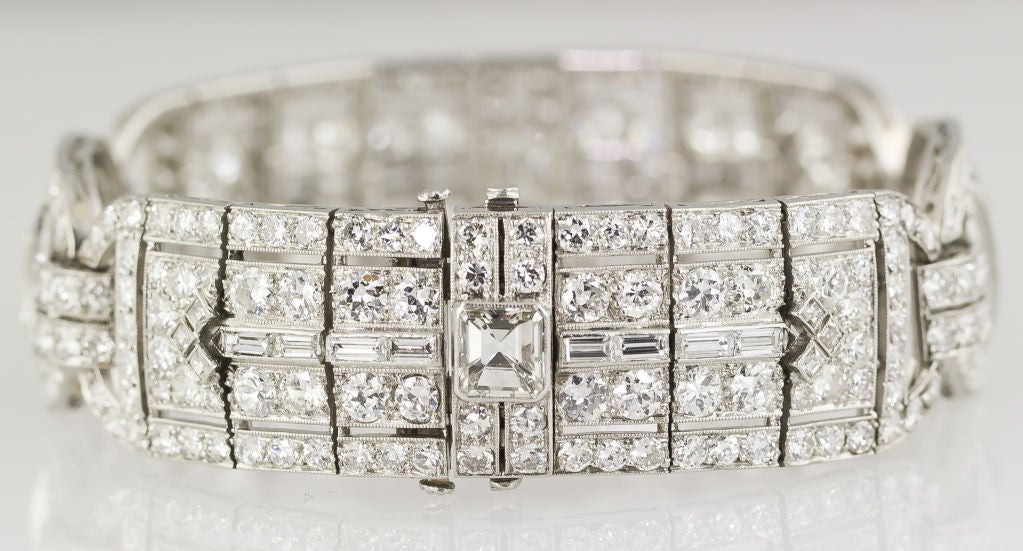 ROSS Art Deco Important Diamond Platinum Bracelet 4
