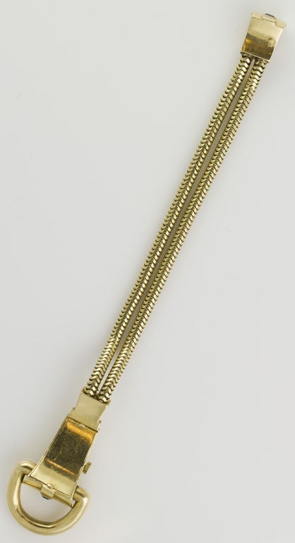 OSTERTAG French Retro Gold Sapphire Watch Bracelet For Sale at 1stDibs