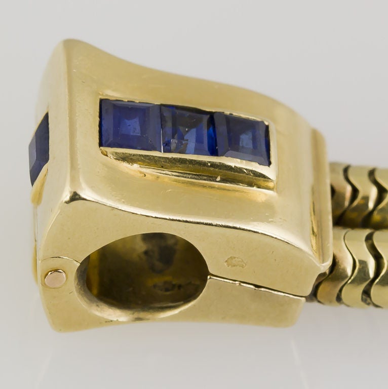 OSTERTAG French Retro Gold Sapphire  Watch Bracelet 1