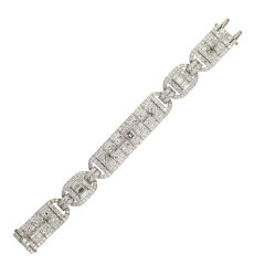ROSS Art Deco Important Diamond Platinum Bracelet