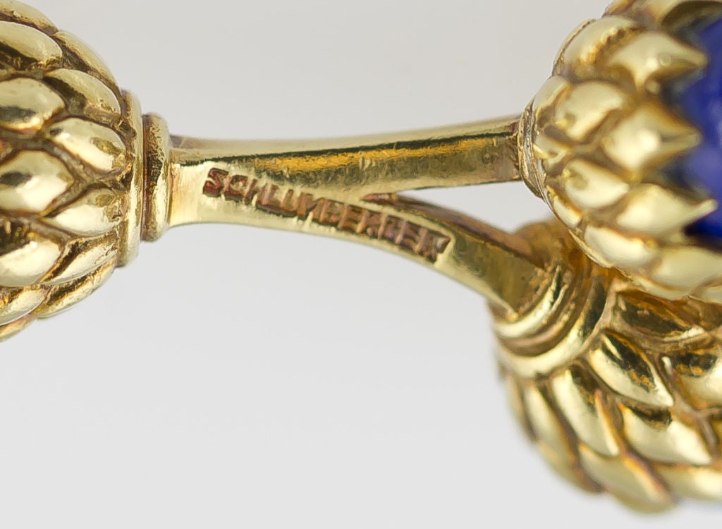 Contemporary TIFFANY SCHLUMBERGER Lapis Gold Double Acorn Cufflinks