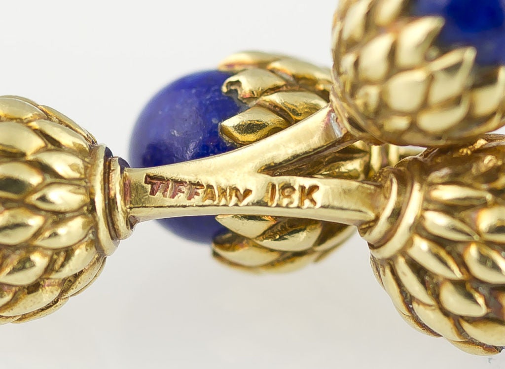 Men's TIFFANY SCHLUMBERGER Lapis Gold Double Acorn Cufflinks