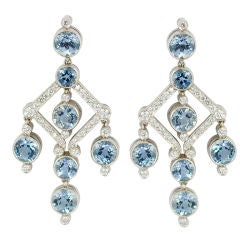 TIFFANY & CO.  Aquamarine Diamond Chandelier Earrings