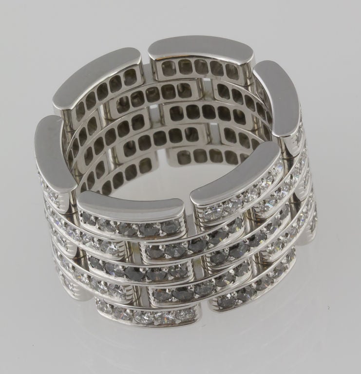 Contemporary CARTIER Diamond Maillon Panthere 5 Row White Gold Band