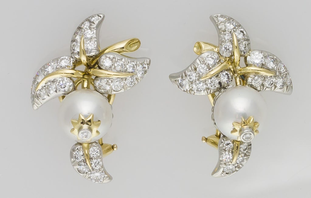 Tiffany & Co. Pendientes Schlumberger Platino Diamante Perla