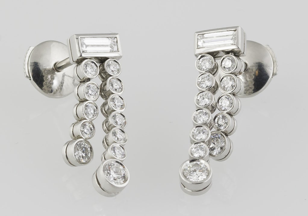 Classic and elegant platinum and diamond earrings from the 