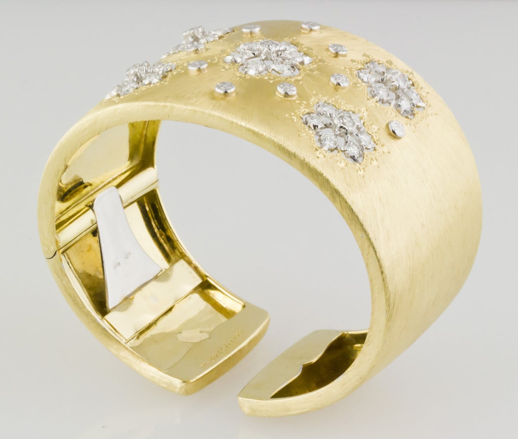 BUCCELLATI Diamond Gold Wide Cuff Bracelet 1