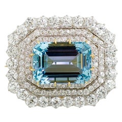 TIFFANY & CO. Victorian Aquamarine Diamond Platinum Brooch