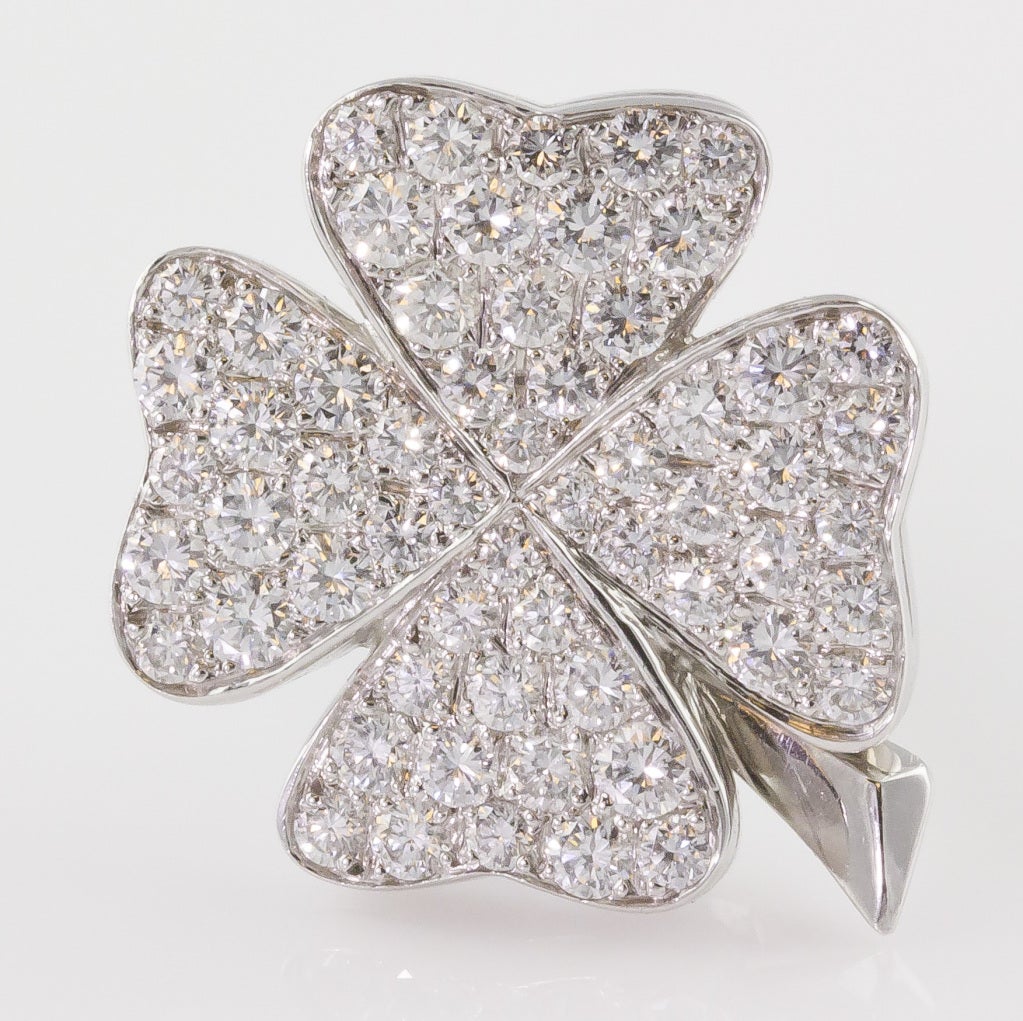 FRED PARIS Diamond White Gold Four Leaf Clover Earrings