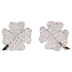FRED PARIS Diamond White Gold Four Leaf Clover Earrings