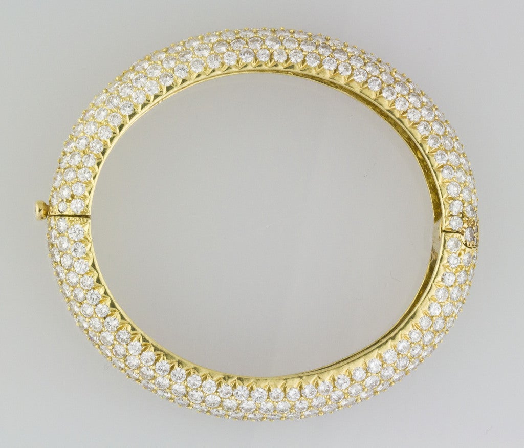 Van Cleef & Arpels Pave Diamond Bangle Bracelet In Excellent Condition In New York, NY