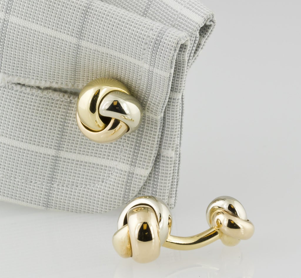 Men's Cartier Trinity Three Color Gold Knot Cufflink Stud Set