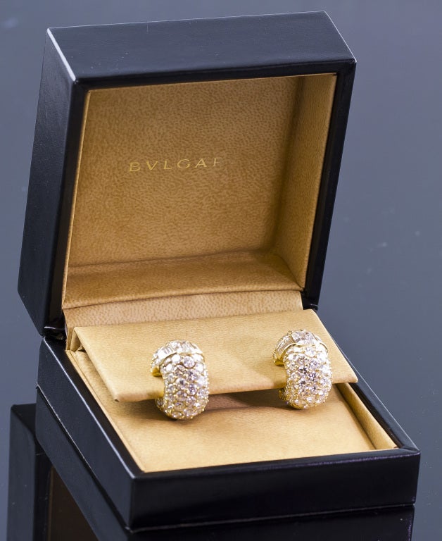 BULGARI Important Diamond Gold Earrings 1