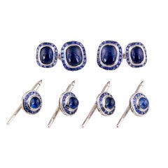 SEAMAN SCHEPPS Sapphire Gold Cufflink Stud Set