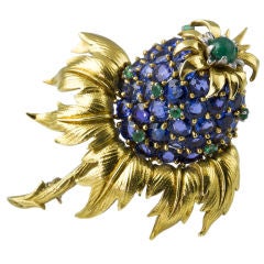 TIFFANY SCHLUMBERGER Vintage 18K Sapphire Emerald Brooch Pin