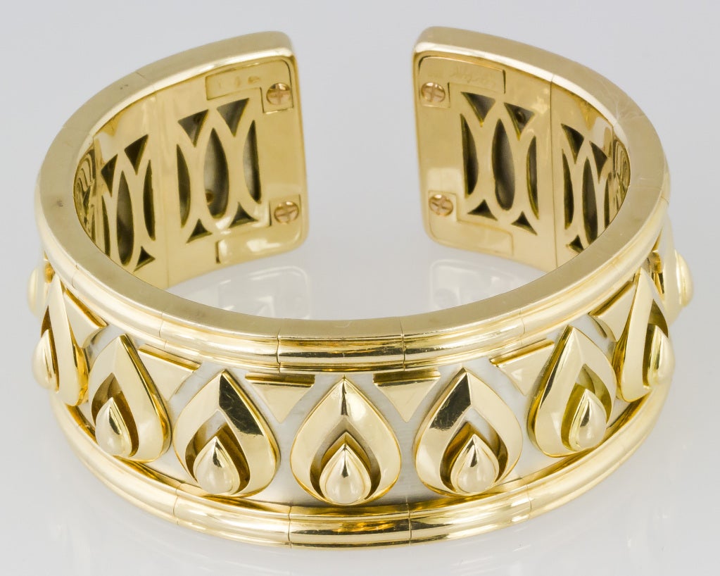 CARTIER Two-Tone Gold Bas Relief Flexible Cuff Bracelet