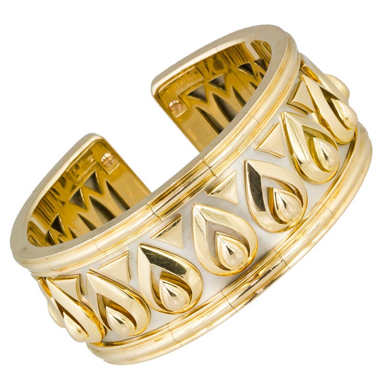 CARTIER Two-Tone Gold Bas Relief Flexible Cuff Bracelet