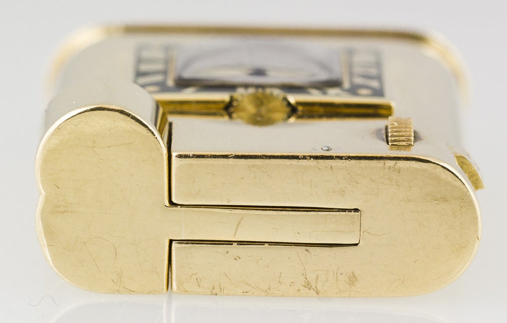 RARE CARTIER Art Deco Gold Watch Lighter 2