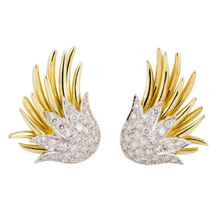 TIFFANY and CO. SCHLUMBERGER Large Paris Flame Diamond Earrings For ...