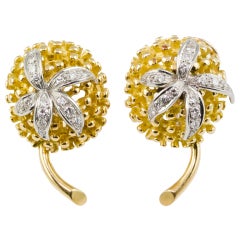 TIFFANY 
CO. SCHLUMBERGER Diamond and Gold Chestnut Earrings