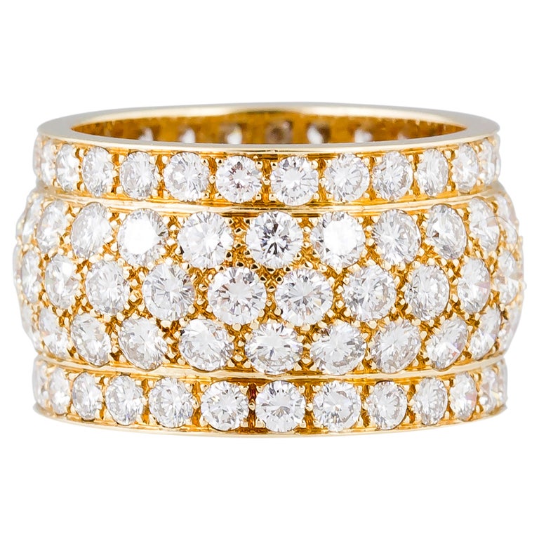 CARTIER Five Row Diamond and Gold Ring at 1stdibs