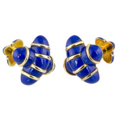 ANGELA CUMMINGS  Gold and Lapis Cufflinks