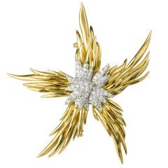 TIFFANY SCHLUMBERGER 18K Gold Paris Flame Plat. Diamond Brooch