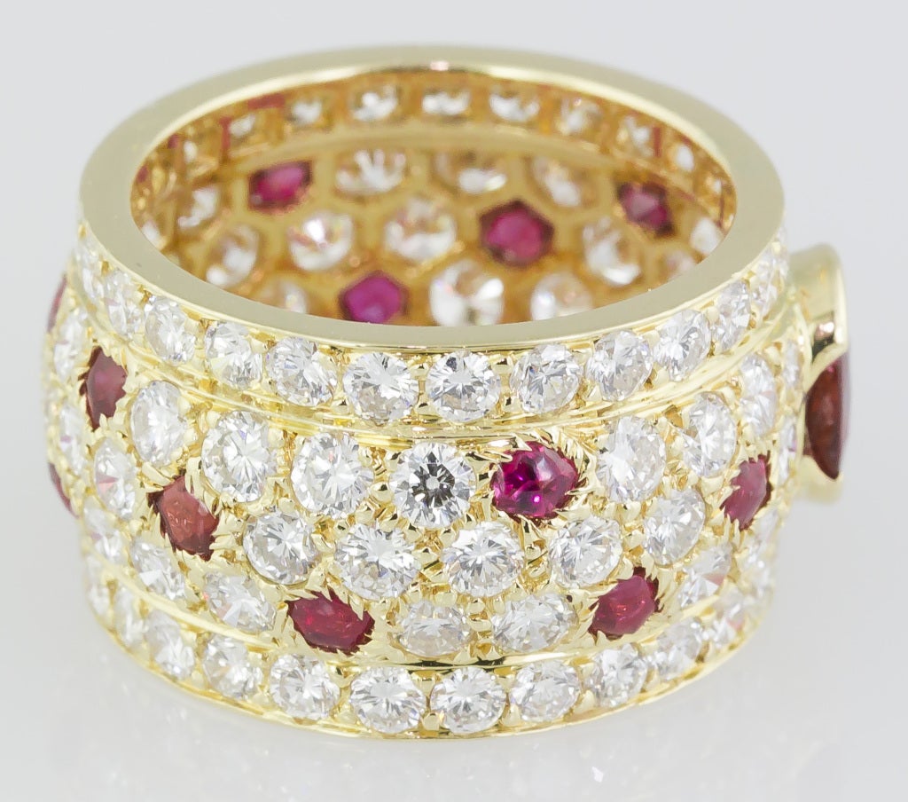 Women's CARTIER PANTHERE Diamond Ruby and Gold Band