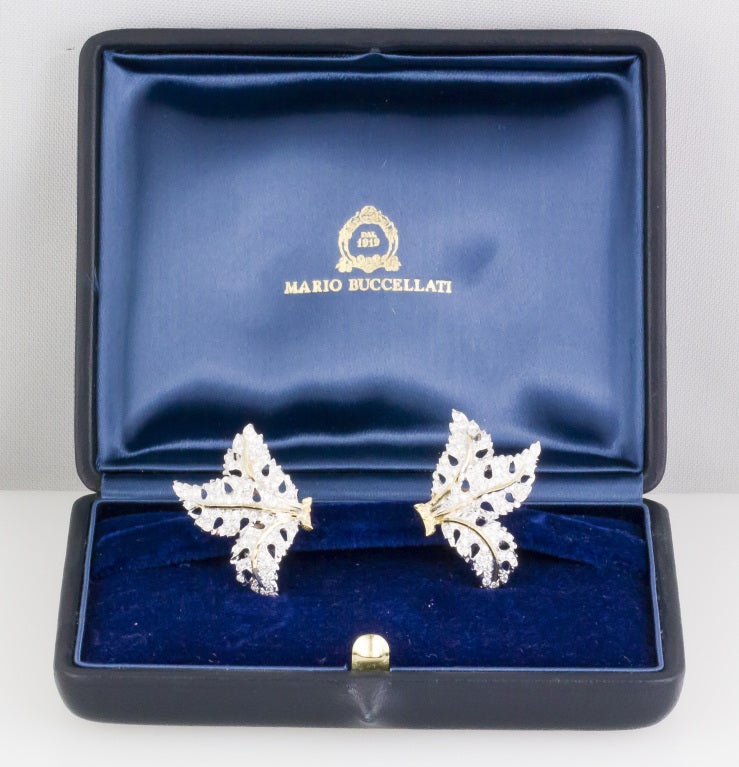 MARIO BUCCELLATI  Diamond and Two-Tone Gold Leaf Earrings 7