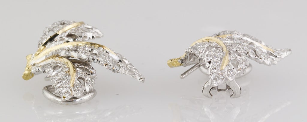 Women's MARIO BUCCELLATI  Diamond and Two-Tone Gold Leaf Earrings