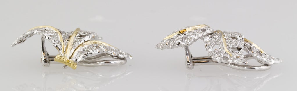 MARIO BUCCELLATI  Diamond and Two-Tone Gold Leaf Earrings 1