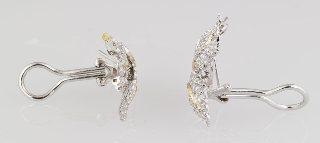 MARIO BUCCELLATI  Diamond and Two-Tone Gold Leaf Earrings 2