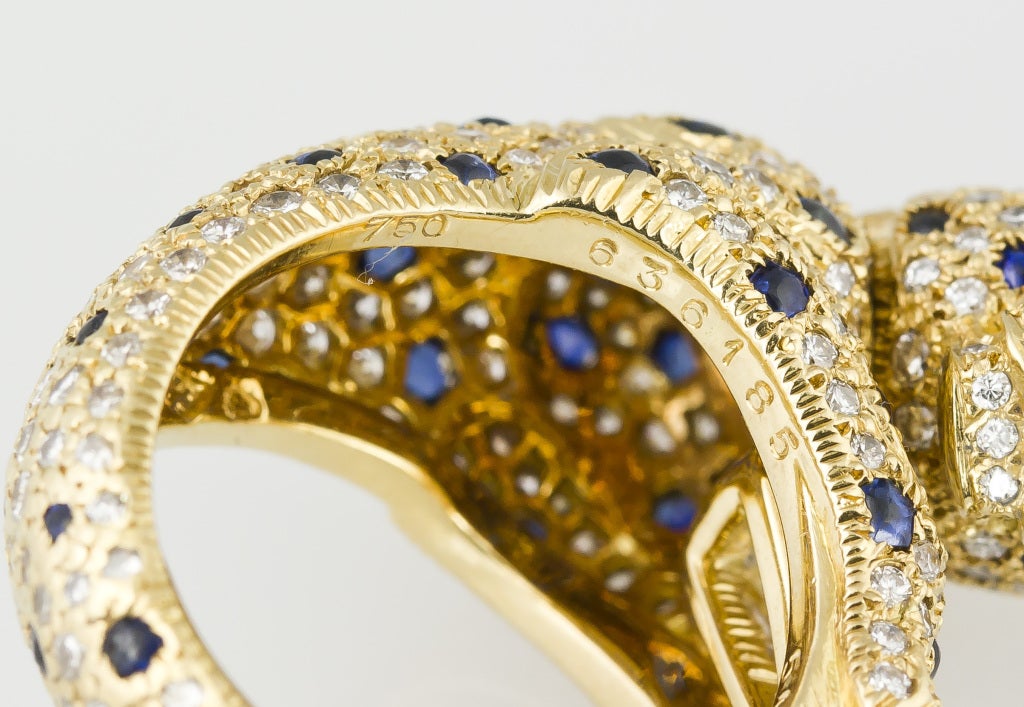 CARTIER PANTHERE Rare Diamond Sapphire and Gold Ring 6