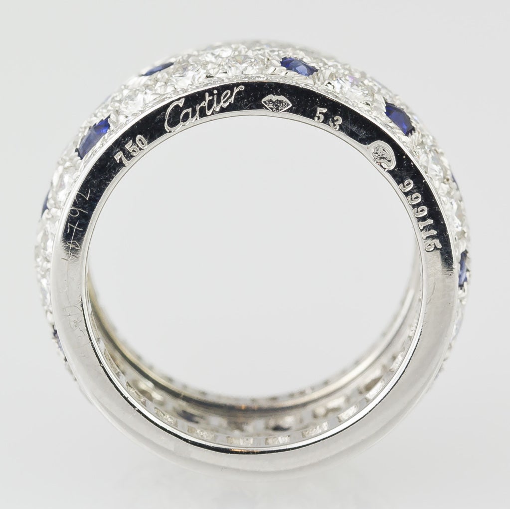 Women's Cartier Panthere Sapphire Diamond Gold Band Ring