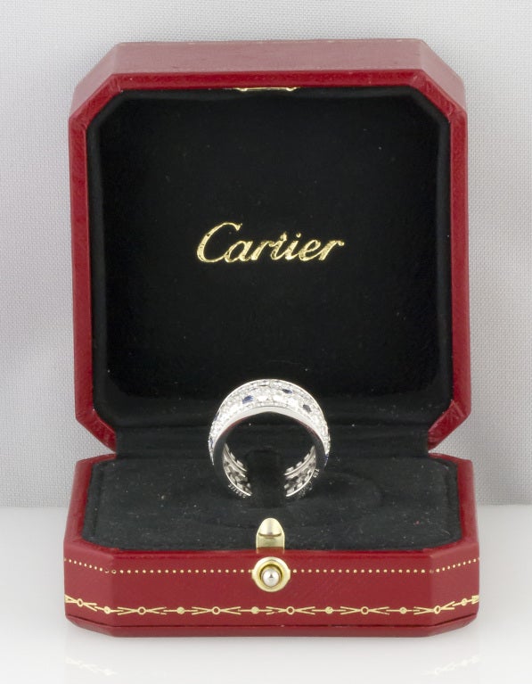 Cartier Panthere Sapphire Diamond Gold Band Ring 2