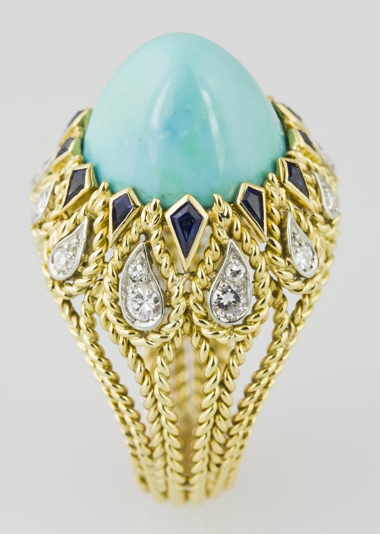 STERLE Paris Turquoise Diamond Sapphire  Gold Ring 1