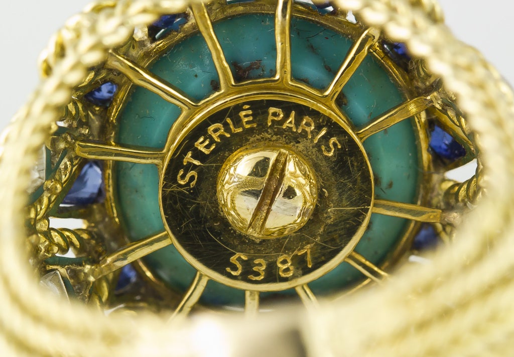 STERLE Paris Turquoise Diamond Sapphire  Gold Ring 2