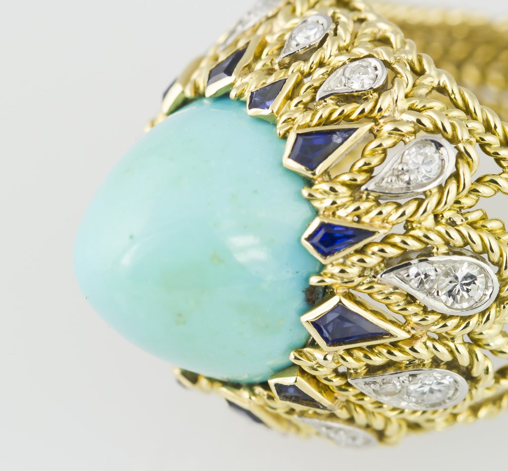 STERLE Paris Turquoise Diamond Sapphire  Gold Ring 3