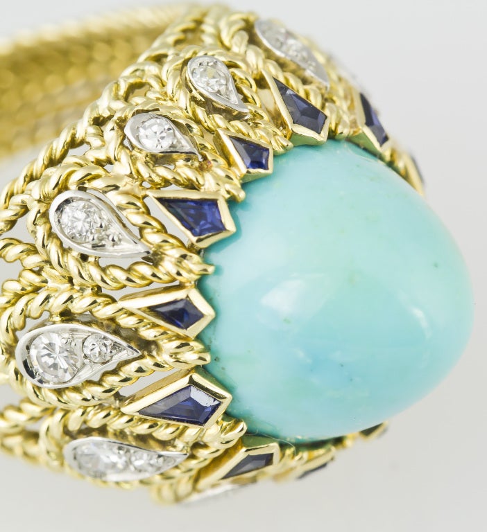 STERLE Paris Turquoise Diamond Sapphire  Gold Ring 4