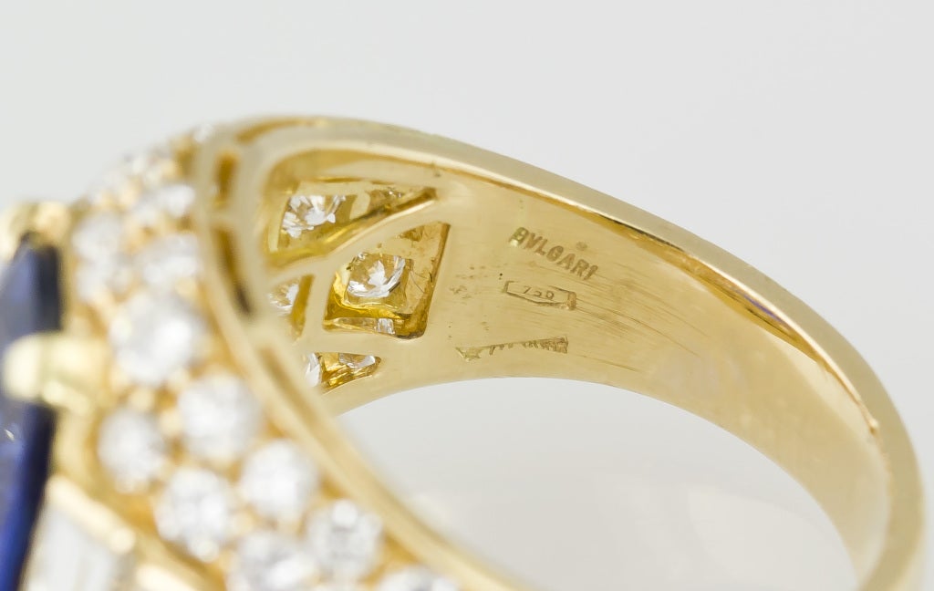 BULGARI TROMBINO Sapphire Diamond Gold Ring 2