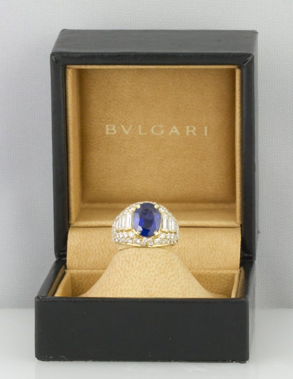 BULGARI TROMBINO Sapphire Diamond Gold Ring 3