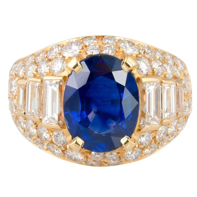 BULGARI TROMBINO Sapphire Diamond Gold Ring at 1stdibs