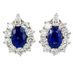 Sapphire Diamond Platinum Earrings