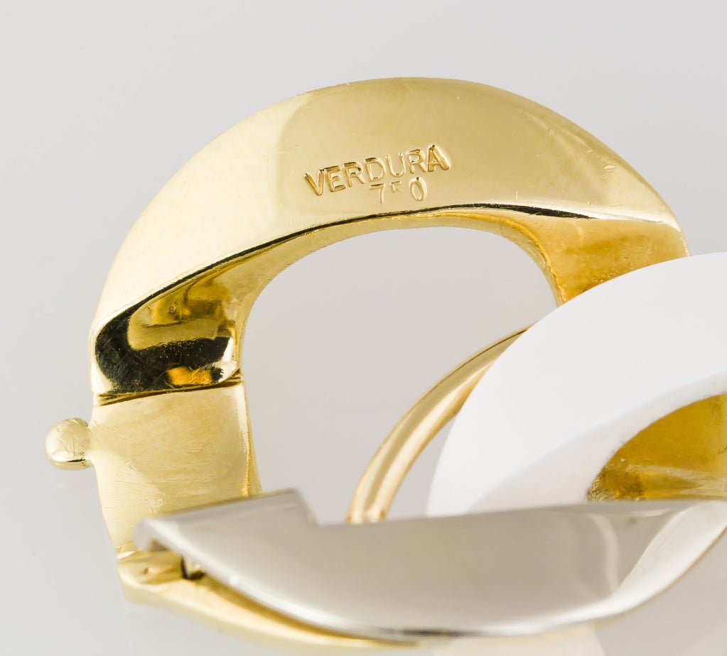 Verdura White Ceramic Gold Curb-Link Bracelet 1