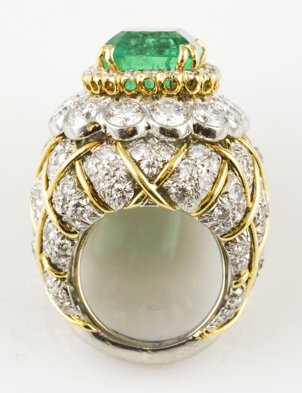 DAVID WEBB Emerald Diamond Gold and Platinum Ring at 1stDibs