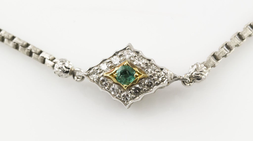 BUCCELLATI Diamond Emerald Platinum Gold Brooch/Pendant Necklace 3