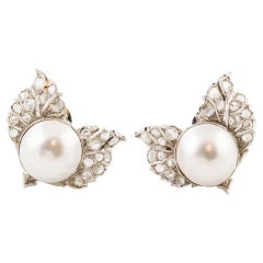 BUCCELLATI  Mabe Pearl Rose Cut Diamond Gold Earrings